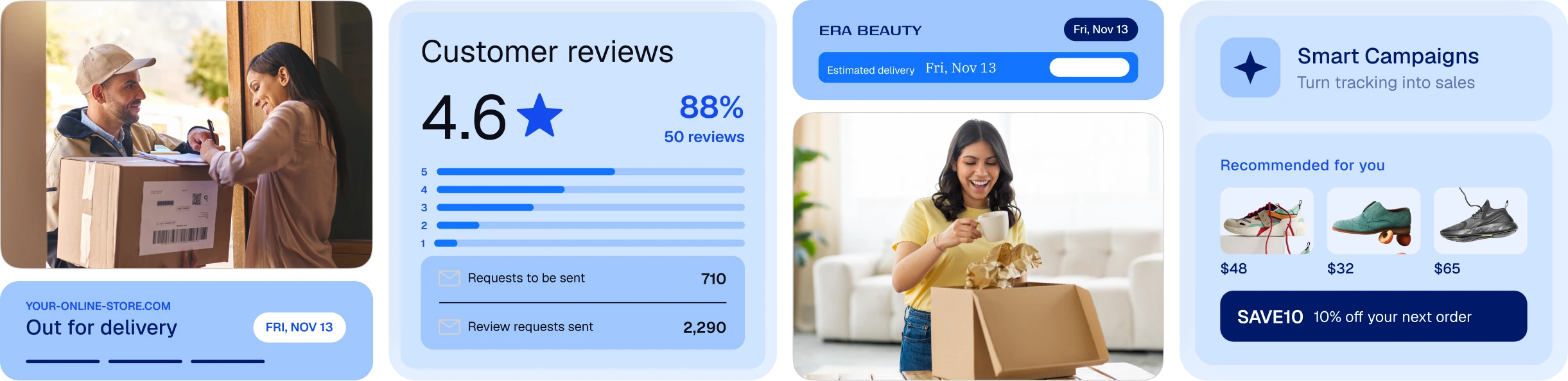 CWILL order tracking, reviews, delivery updates, and campaign tools