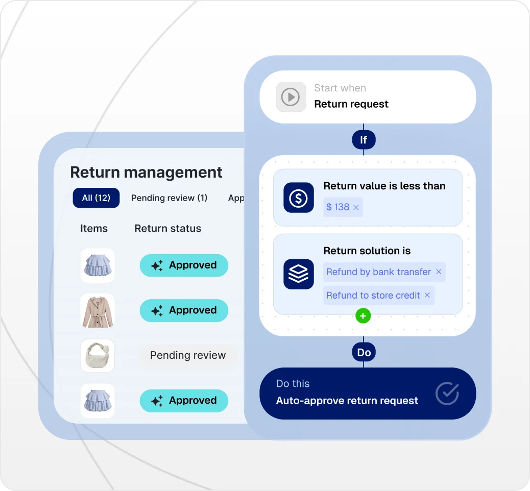 Return management software with auto-approval rule settings