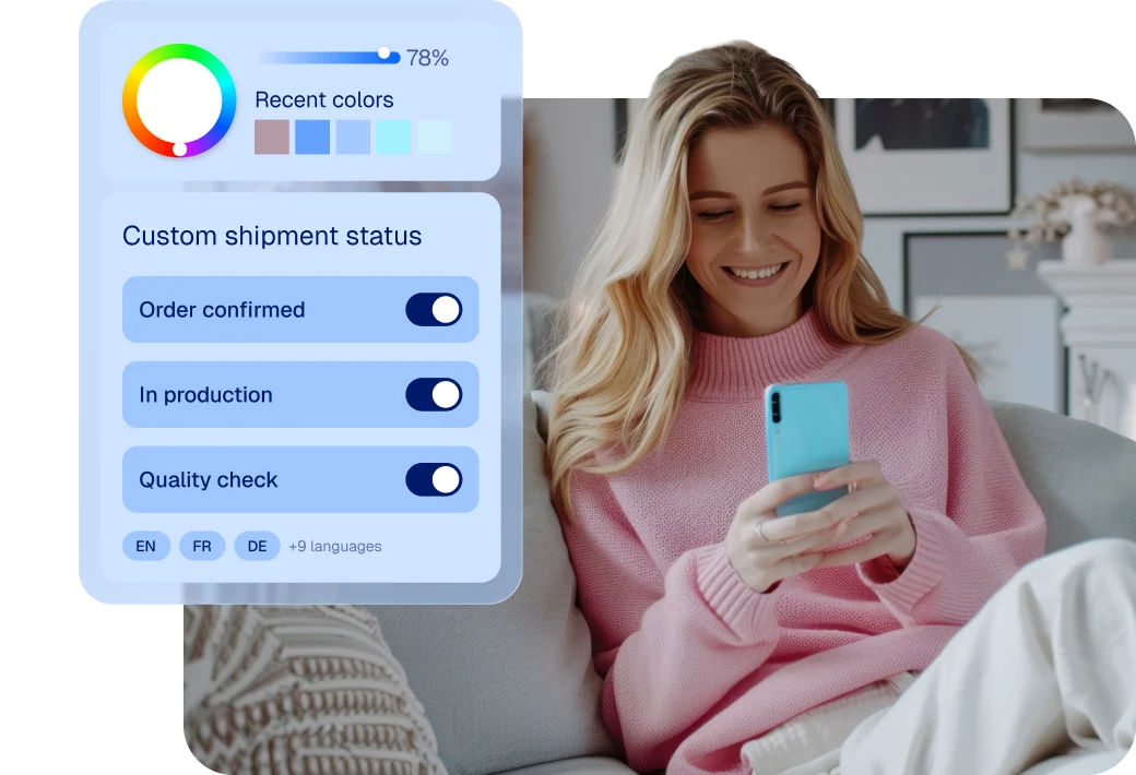 Branded tracking page settings with custom shipment statuses