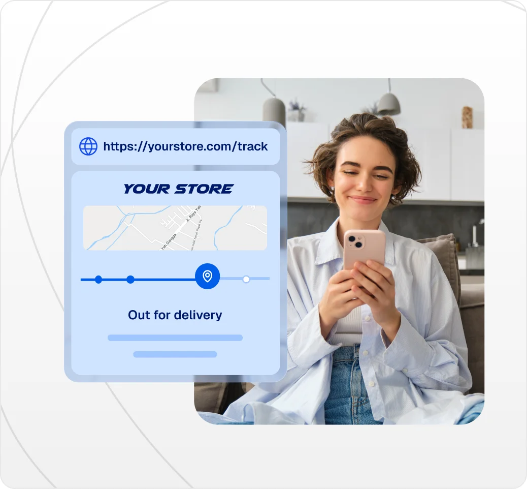 Branded tracking page with live package location and real-time status