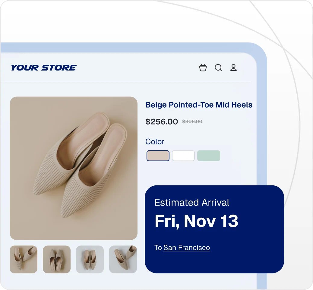 Product page showing an estimated arrival of Friday, November 13 to San Francisco