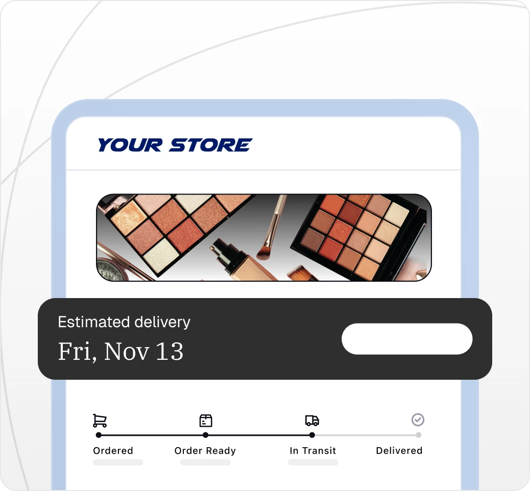 Branded tracking page showing an estimated delivery date and shipment progress