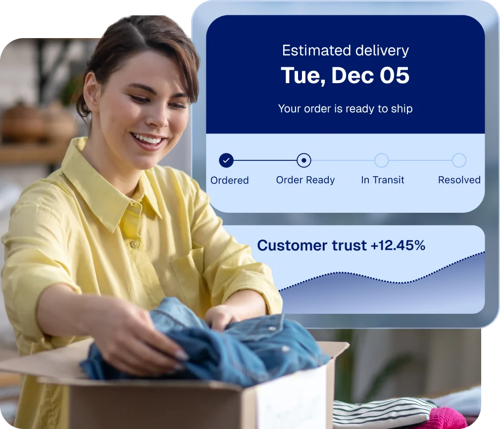 Post-purchase estimated delivery date with order status milestones for increasing customer trust