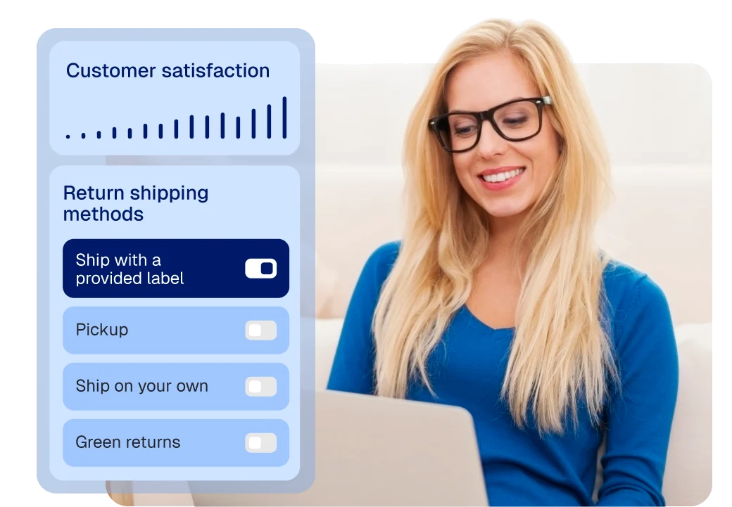 A shopper picked "Ship with a provided label" from four return shipping methods