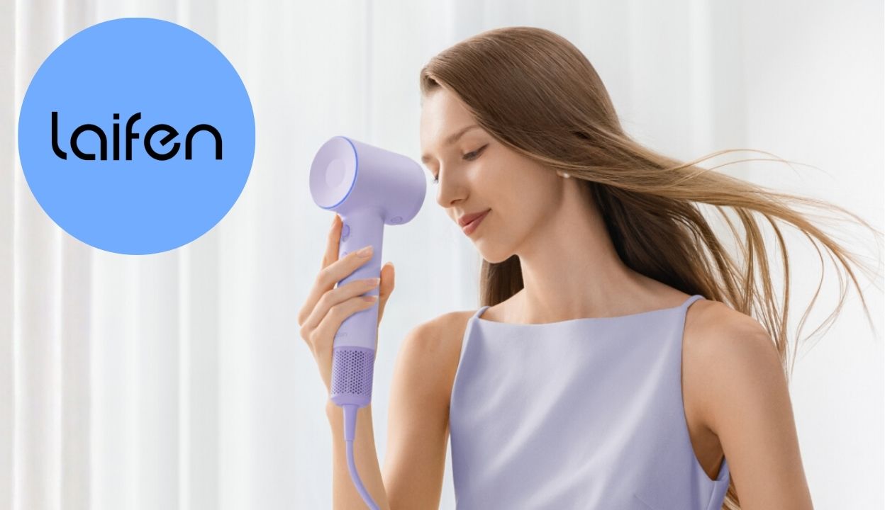 Laifen case study cover with a woman drying her hair with a purple hair dryer