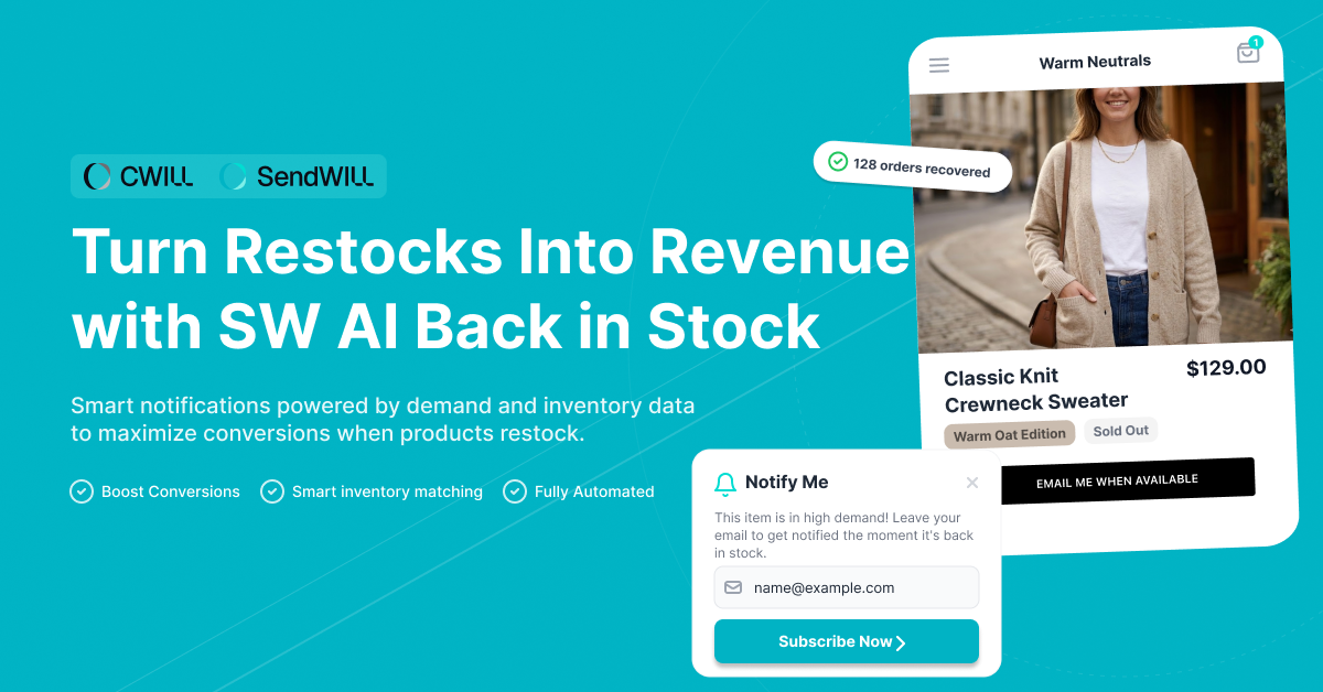 SendWILL Back in Stock AI Stock Alerts