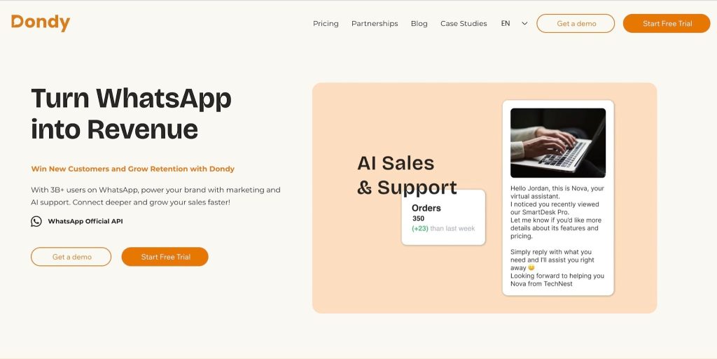 Best WhatsApp Apps for Shopify: Dondy: WhatsApp Marketing+Chat