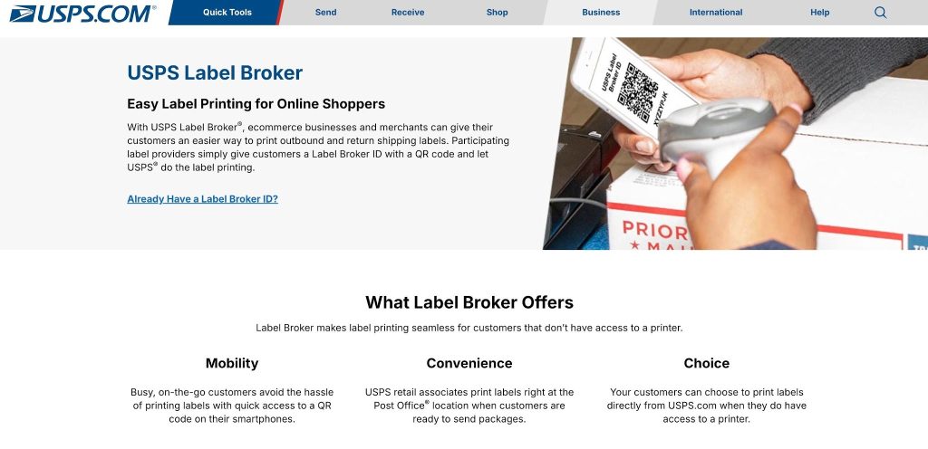 usps label broker