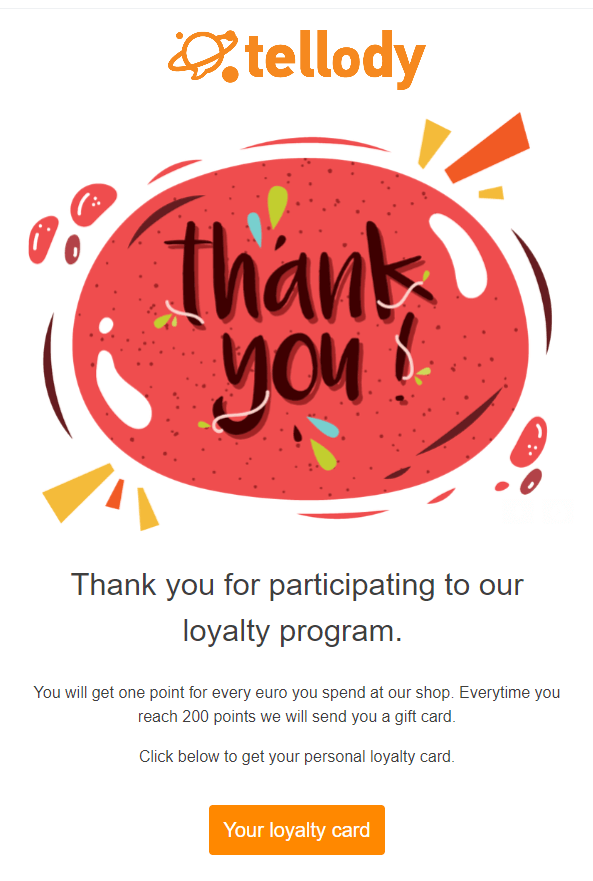 Loyalty program welcome email