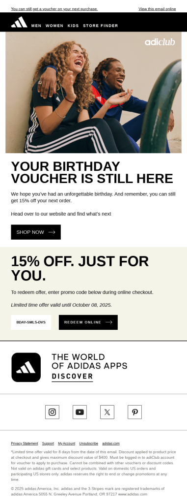 VIP tier and birthday reward emails