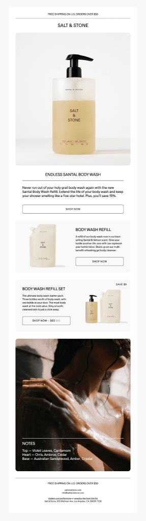 Beauty brand loyalty campaign examples: Refill reminders 