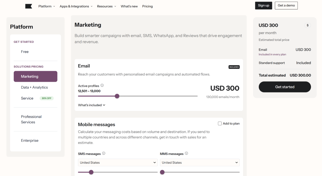 Klaviyo pricing