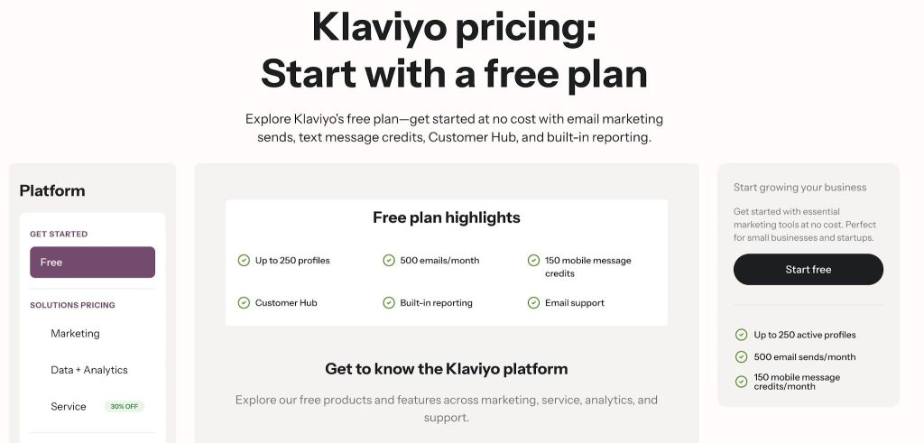 Klaviyo pricing